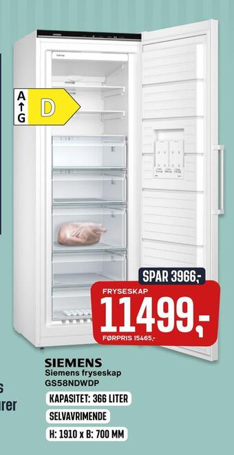 Skousen Siemens fryseskap gs58ndwdp tilbud