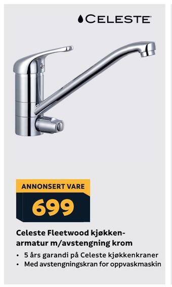 Megaflis Celeste fleetwood kjøkken armatur m/avstengning krom tilbud