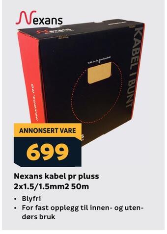 Megaflis Nexans kabel pr pluss 2x1,5/1,5mm2 50m tilbud