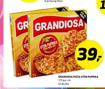 Bunnpris Grandiosa pizza uten paprika tilbud