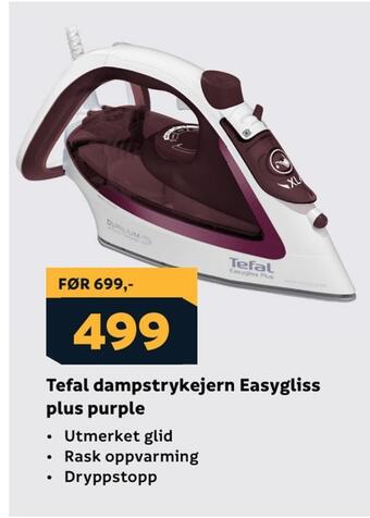 Megaflis Tefal dampstrykejern easygliss plus purple tilbud