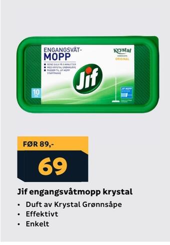 Megaflis Jif engangsvåtmopp krystal tilbud