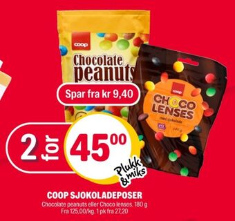 Coop Extra Chocolate peanuts sjokoladepastiller tilbud