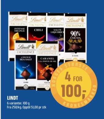 Coop Obs Lindt excellence sjokoladeplate tilbud