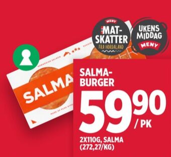 Meny Salma lakseburger tilbud