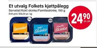Nærbutikken Et utvalg folkets kjøttpålegg tilbud