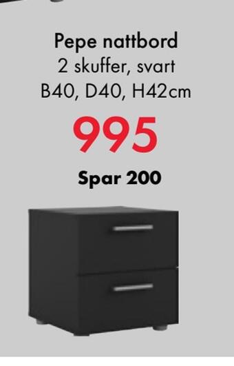 Fagmøbler Pepe nattbord tilbud