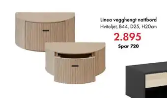 Fagmøbler Linea vegghengt nattbord tilbud