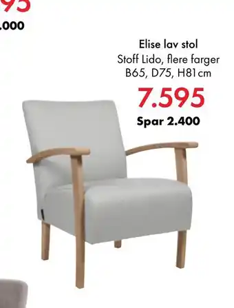 Fagmøbler Elise lav stol tilbud
