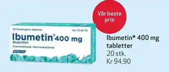 Apotek 1 Ibumetin* 400 mg tabletter tilbud