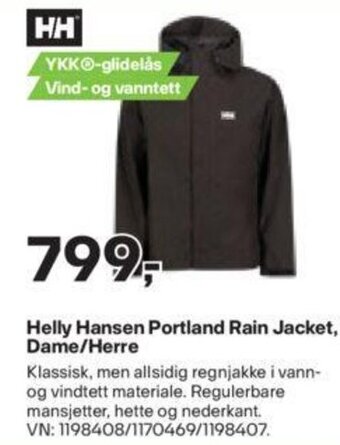 XXL Sport Helly Hansen Portland Rain Jacket, Dame/Herre tilbud