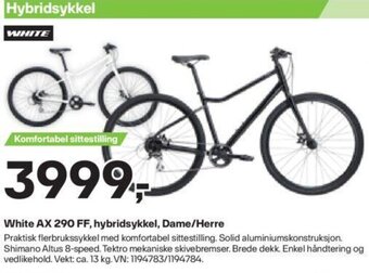 XXL Sport White AX 290 FF, hybridsykkel, Dame/Herre tilbud