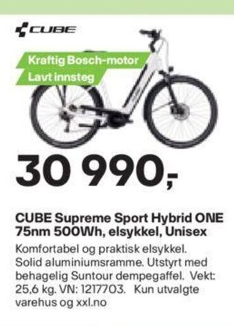XXL Sport CUBE Supreme Sport Hybrid ONE 75nm 500Wh, elsykkel, Unisex tilbud