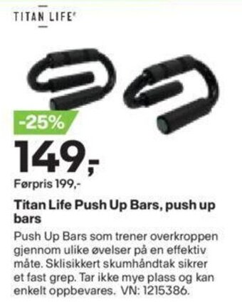 XXL Sport Titan Life Push Up Bars, push up bars tilbud