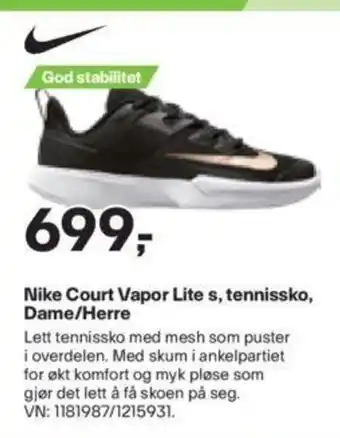XXL Sport Nike Court Vapor Lite s, tennissko, Dame/Herre tilbud