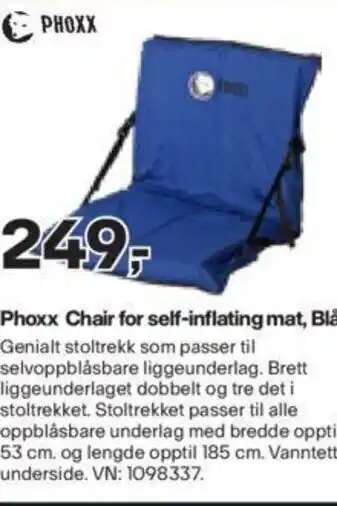 XXL Sport Phoxx Chair for self-inflating mat, Blå tilbud