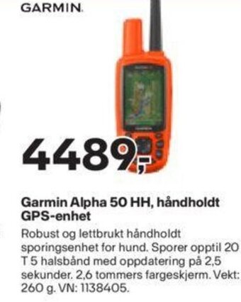 XXL Sport Garmin Alpha 50 HH, håndholdt GPS-enhet tilbud