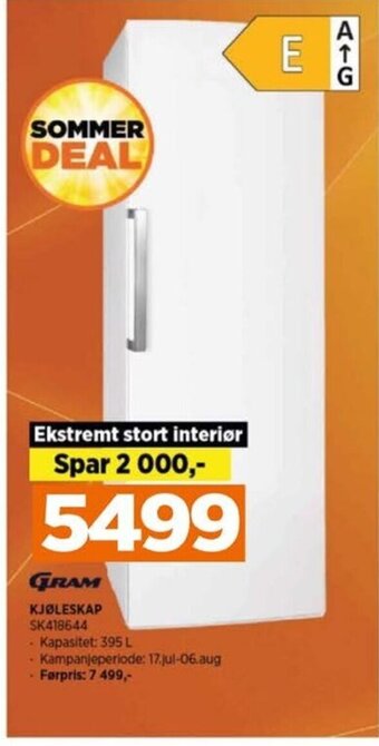 POWER GRAM KJØLESKAP tilbud