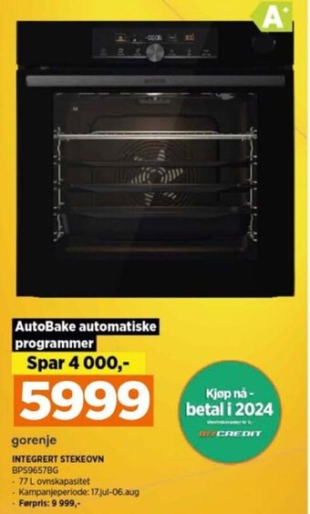 POWER gorenje INTEGRERT STEKEOVN BPS9657BG tilbud