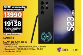 POWER SAMSUNG GALAXY S23 ULTRA 256 GB SMS918BZKDEUB tilbud