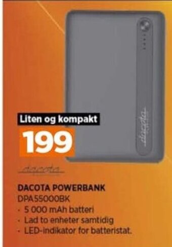POWER DACOTA POWERBANK DPA55000BK tilbud