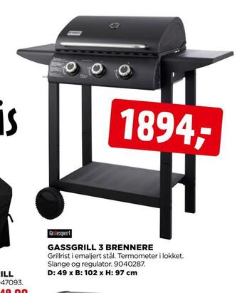 jem & fix Gassgrill 3 brennere tilbud