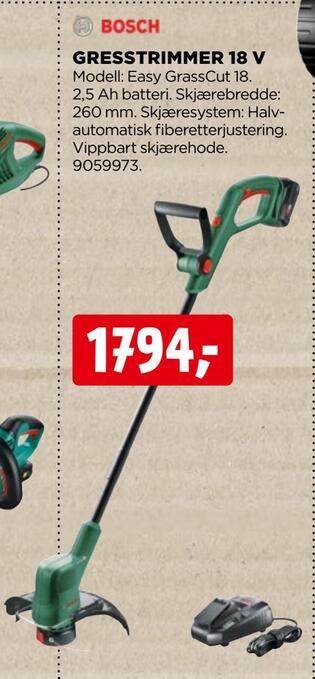 jem & fix Gresstrimmer 18 v tilbud