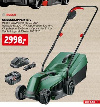jem & fix Gressklipper 18 v tilbud
