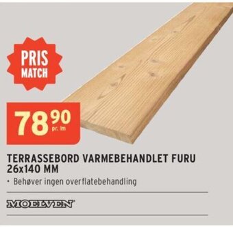 Montér TERRASSEBORD VARMEBEHANDLET FURU 26x140 MM tilbud