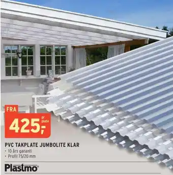 Montér PVC TAKPLATE JUMBOLITE KLAR tilbud
