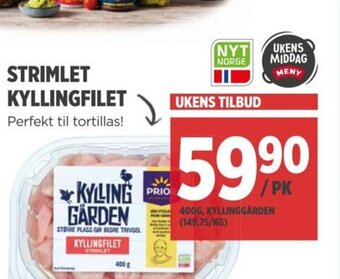 Meny STRIMLET KYLLINGFILET tilbud
