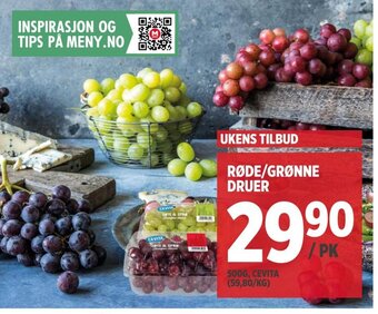 Meny RØDE/GRØNNE DRUER tilbud
