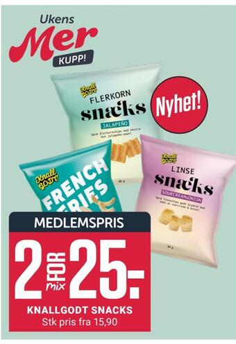 Europris Knallgodt snacks tilbud