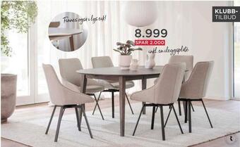 Møbelringen Filippa spisebord inkl 1 illeggsplate tilbud