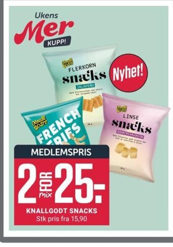 Europris KNALLGODT SNACKS tilbud