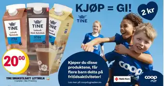 Coop Extra TINE SMAKSTILSATT LETTMELK 3 varianter. 1 liter. Pr kartong tilbud