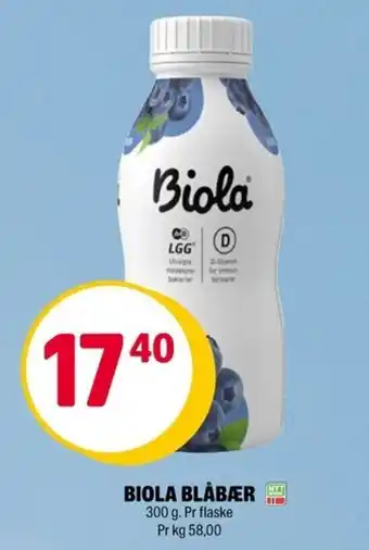 Coop Extra BIOLA BLÅBÆR 300 g. Pr flaske Pr kg 58,00 tilbud