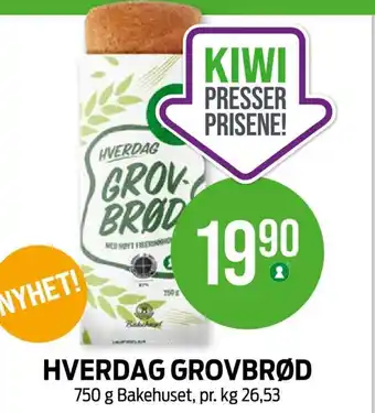 Kiwi HVERDAG GROVBRØD 750 g tilbud