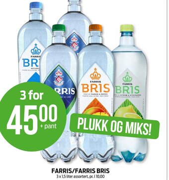 Kiwi FARRIS/FARRIS BRIS 3 x 1,5 liter assortert tilbud