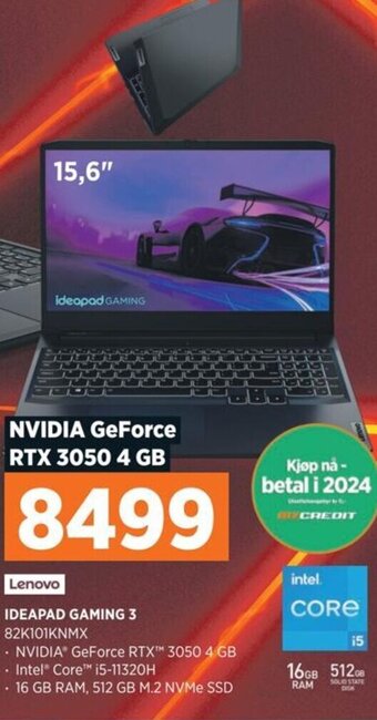 POWER Lenovo IDEAPAD GAMING 3 82K101KNMX tilbud