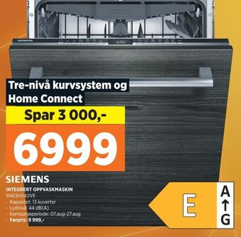 POWER SIEMENS INTEGRERT OPPVASKMASKIN SN63HX42VE tilbud
