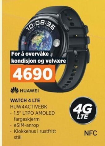 POWER HUAWEI WATCH 4 LTE HUW4ACTIVEBK tilbud