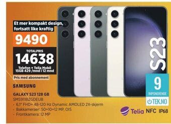 POWER SAMSUNG GALAXY S23 128 GB SMS911BZGDEUB tilbud