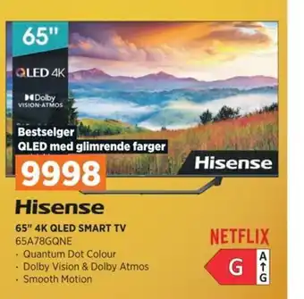 POWER Hisense 65" 4K QLED SMART TV 65A78GQNE tilbud