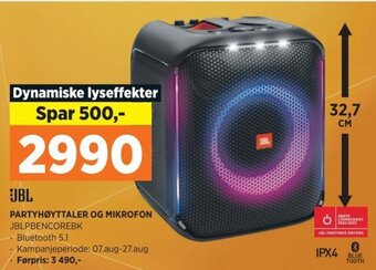 POWER JBL PARTYHØYTTALER OG MIKROFON JBLPBENCOREBK tilbud