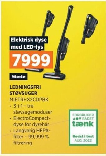 POWER Miele LEDNINGSFRI STØVSUGER MIETRHX2CDPBK tilbud