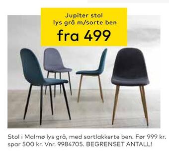 Skeidar Jupiter stol lys grå m/sorte ben tilbud