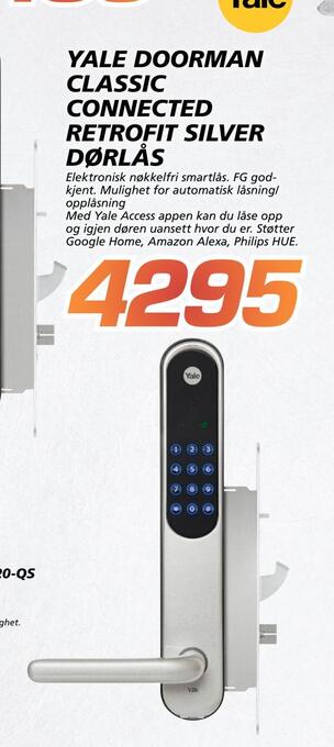 Coop Byggmix Yale doorman classic connected retrofit silver dørlås tilbud