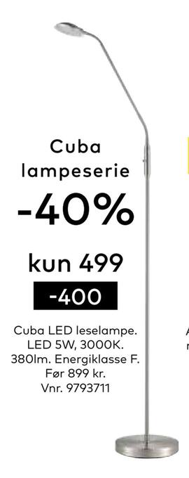 Skeidar Cuba led leselampe tilbud