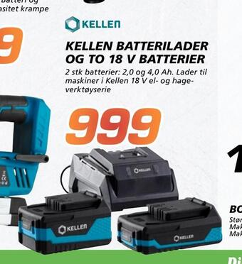 Coop Byggmix Kellen batterilader og to 18 v batterier tilbud